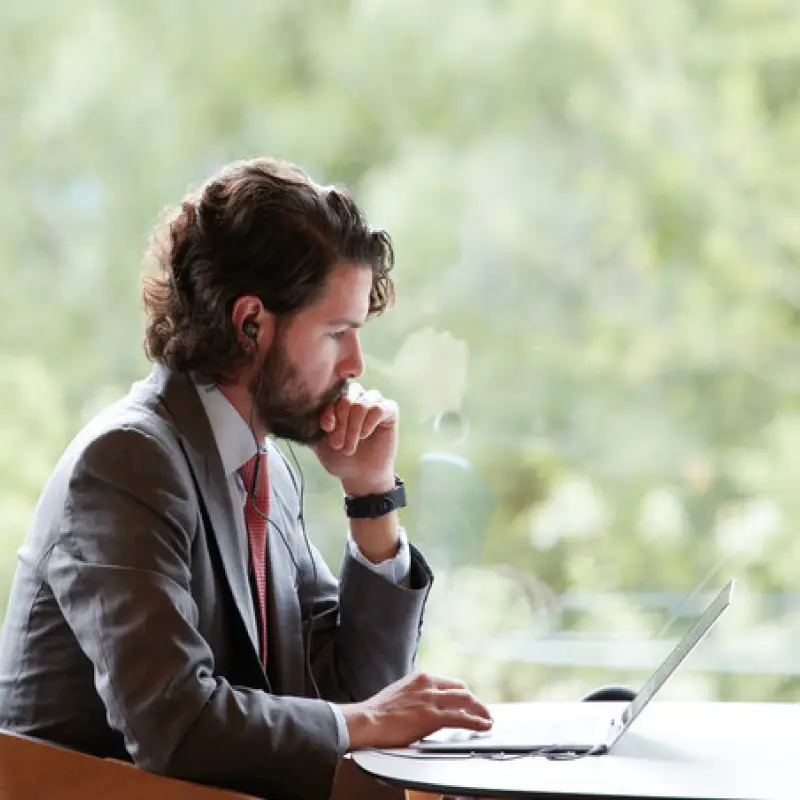 Student working with his laptop
